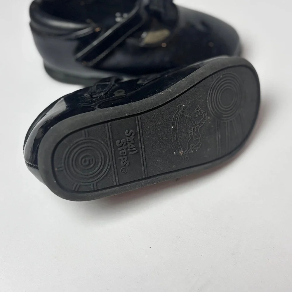 90's Small Steps Toddler Girls Black Patent‎ Mary Jane Dress Shoes Size 5